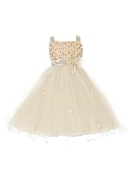 Girls Tea Length Polyester/Satin/Tulle   Dress With a Bow(s) and a Ribbon  and a Sash 
