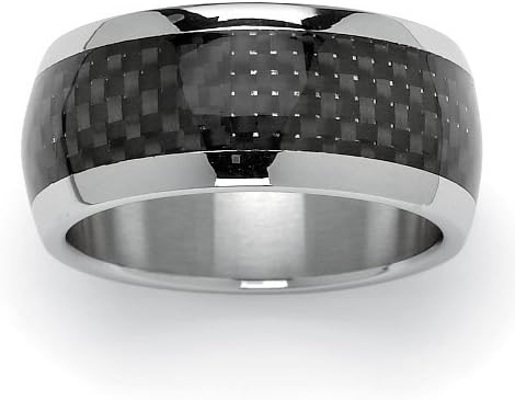Royal Palm Jewelry 5036512 Men's Black ION-Plated Stainless Steel Checkerboard Motif Wedding Band Ring - Size 12