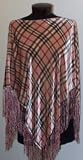 Silk velvet poncho in plaid design