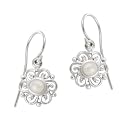 Sterling Silver June Birthstone Round Celtic w/ Genuine Freshwater Pearl Center Drop Earrings