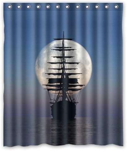 60(Width) x 72(Height) Nautical Vintage Sailing Pirate Ship Theme Design 100% Polyester Bathroom Shower Curtain Shower Rings Included -Best Visual Enjoyment For You