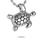 HooAMI Cremation Jewelry Silver Lovely Turtle Charm Pet Memorial Urn Necklace Ashes Keepsake Pendant