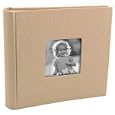 Malden International Rugby Woven Fabric Series, Bound Photo Album, Holds 200 4" x 6" Photos, 2 per Page, Color: Khaki