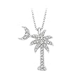 14K White Gold 1/5 ct. Diamond "Palm Tree with Crescent Moon" Pendant with Chain