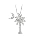 14K White Gold 1/5 ct. Diamond Palm Tree with Crescent Moon Pendant with Chain