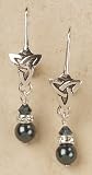 Celtic Earrings - Sterling Silver, Swarovski Pearl and Crystal
