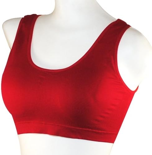 Ladies Red Seamless Performance Sports Bra