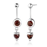 Round & Heart Cut Garnet Dangling Earrings Sterling Silver