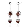 Round & Heart Cut Garnet Dangling Earrings Sterling Silver