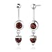 Round & Heart Cut Garnet Dangling Earrings Sterling Silver