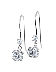 1.16 Ct Round G/H Diamond White Topaz 14K White Gold Earrings