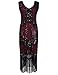 PrettyGuide Women's 1920s Gatsby Sequin Art Deco Fringed Cocktail Flapper Dress S Burgundy