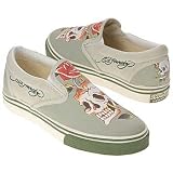Ed Hardy DK Skullrose Military Leinensneaker, military