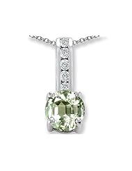 Original Star K (tm) Round 7mm Genuine Green Amethyst Pendant in .925 Sterling Silver