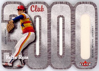 Nolan Ryan 2000 Fleer 3000 Club Die Cut Game Worn Jersey Serial #010/780