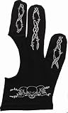 Cue and Case BG-3-M Medium Black Pro Series Billiard Glove with Barbed Wire and Skulls