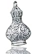 Beaucoup Designs Silver Over Pewter Old World 3D Perfume Bottle Charm with Crystal