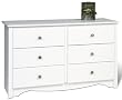 Prepac WDC-4829 Monterey CONDO 6 Drawer Dresser White