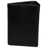 Sakkas Mens / Teen Boys Authentic Leather Tri-Fold Wallet with 3 ID Windows (Black) - New !