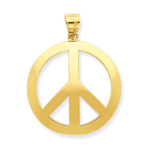 Concave 14k Gold Peace Sign Pendant Real Goldia Designer Perfect Jewelry Gift