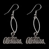NCAA Mississippi Rebels Silvertone Oval Drop Earrings
