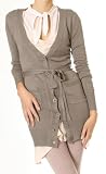 Langer Damen Cardigan Einheitsgröße XS-M Strickjacke Lange Damen Jacke Hellbraun