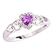 Psiroy 925 Sterling Silver Stunning Created Gorgeous Women's 5mm*5mm Heart Cut Amethyst Charms Filled Ring