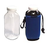 2 PAK: 16 oz. Wide-Mouth Water/Sports Bottle: Almost Unbreakable Glass with Protective Koozies