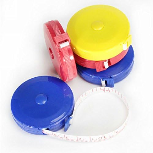 Famixyal 5 Pcs Multicolor 1.5m Two Sided Automatic Round Tape 150cm &amp; 60 inch Dieting Soft Body Retractable Tape Measure Ruler Tailor Seamstress Tools Small Gift
