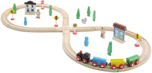 Cheap Wooden Figure 8 Train Set, 40 Piece Cheap Wooden Figure 8 Train Set, 40 Piece