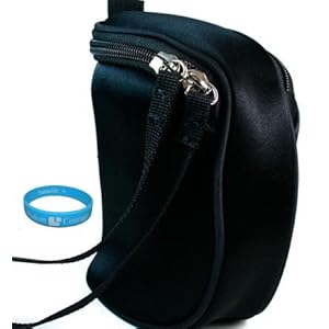 Classy Camcorder Case for MiniDV Handycam Sanyo Xacti Vpc-e2 Sanyo Xacti Hd1010 Sanyo Vpc-fh1 Sanyo Vpc-cg10 and More. (Black) + SumacLife Wisdom Courage Wristband