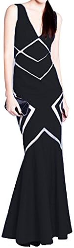 Your Gallery Womens Sleeveless Deep V-Neck Open Back Fishtail Long Evening Dress L