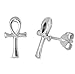 925 Sterling Silver Cross Ankh Stud Earrings