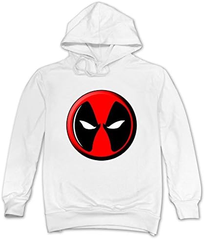 CAILING Men's Marvel Deadpool Logo Pullover Hooded Sweater White S