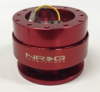 NRG SRK-200RD Gen 2.0 Steering Wheel Quick Release Kit - Red Body & Titanium Chrome Ring