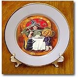 Vintage Halloween Witch and Jack o Lantern Boy - 8 Inch Porcelain Plate