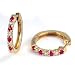 1/2 Carat Prong Set Ruby & Diamond Hoop Earrings in 14k Yellow Gold (with Safety Lock)