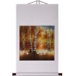 Hand-Painted 36" Oriental Wall Art Scroll - Cranes In Birch Glade With Cream Border