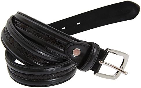 Embargo Mens 1 Inch Leather Lined Belt With Snake Skin Style Panel (X Large) (Black)