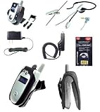 ALL Accessories Package for Motorola V557 / V551 / V555 / V330 Phone (Includes: Car Charger, Travel Charger, Leather Case, Swivel Belt Clip Holster, Boom Mic Headset, Antenna Booster, & Car Mount Holder)