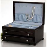 Hannah Dark Mahogany Jewelry Chest with Icy Blue Lining