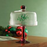Gorham Festive Holly Pedestal Cake Plate w/ Dome