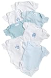 SpaSilk 100% Cotton Assorted Short Sleeve Lap Shoulder 7-Pack Bodysuit – Boy, Preemie