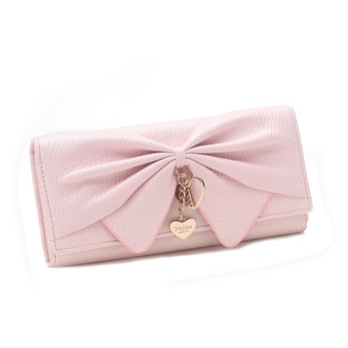 Damara Women Long Faux Leather Bifold Large Bow Design Wallet Handbag