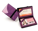 Faux Leather Bifold Commuter Passport 2panel Train Ticket  Bus Pass Wallet Holder Case  Purple