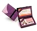 Faux leather bi-fold Commuter Passport 2-panel train ticket / bus pass wallet holder case - purple