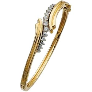 Two Tone Stylish Framework Diamond Bangle Bracelet