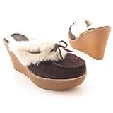 JESSICA SIMPSON Helen Wedges Mule Shoes Brown Womens SZ
