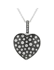14K White Gold 0.4ct Very Cute Pave Set Dotted Heart Diamond Pendant Necklace