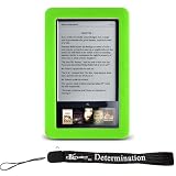 Slim High Quality Durable Silicone Skin Case Custom Made For Barnes & Noble Nook eBook Reader (Green) + Includes a 4-Inch eBigvalue Determination Hand Strap
